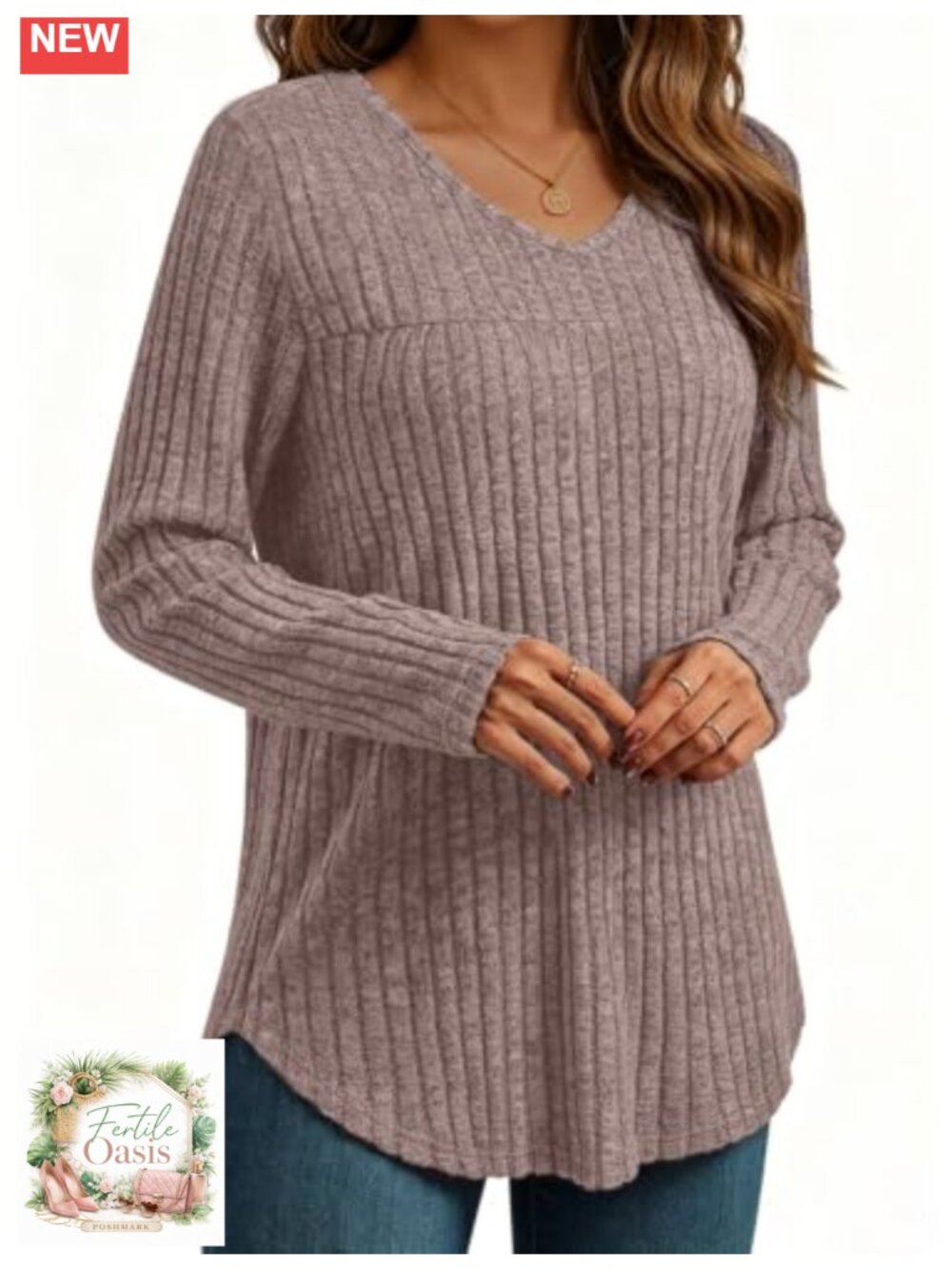 Long Sleeve V Neck Soft Lightweight Sweater Pullover Tunic Business Casual Work